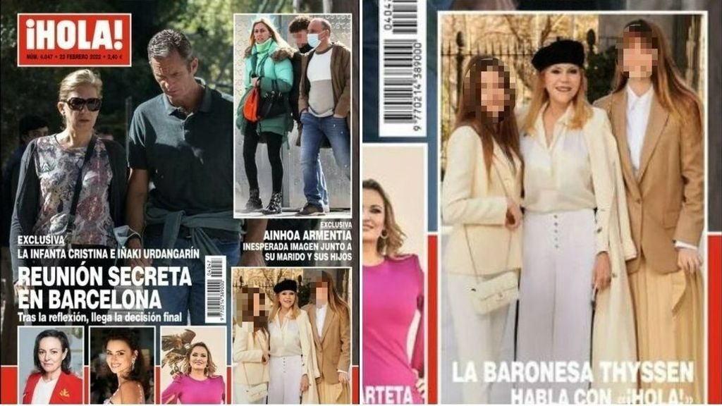 La baronesa Thyssen y sus hijas, Carmen y Sabina, en la revista ¡Hola!