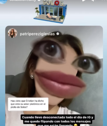 Patri Pérez reacciona a la confesión de Cristian en 'Solos' en la que reconoce que es su amor platónico: "Me quedo loca"