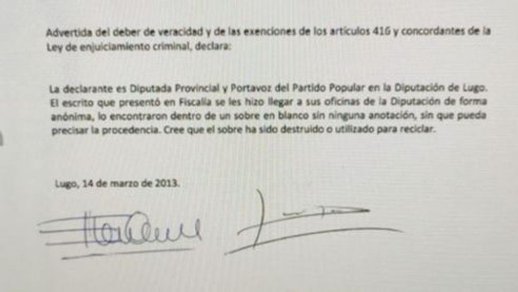 Documento difundido por el PSOE para demostrar que Candia está detrás de los anónimos contra Besteiro