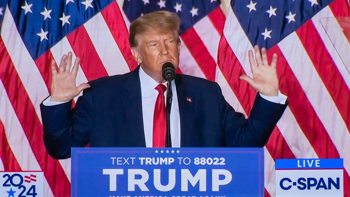 November 15, 2022, Palm Beach, Florida, USA: Former President DONALD TRUMP announces his candidacy for President of the United States in 2024 from his home at Mar-a-Largo. (Credit Image: © C-Span/ZUMA Press Wire) November 15, 2022, Palm Beach, Florida, USA: Former President DONALD TRUMP announces his candidacy for President of the United States in 2024 from his home at Mar-a-Largo. (Credit Image: © C-Span/ZUMA Press Wire)