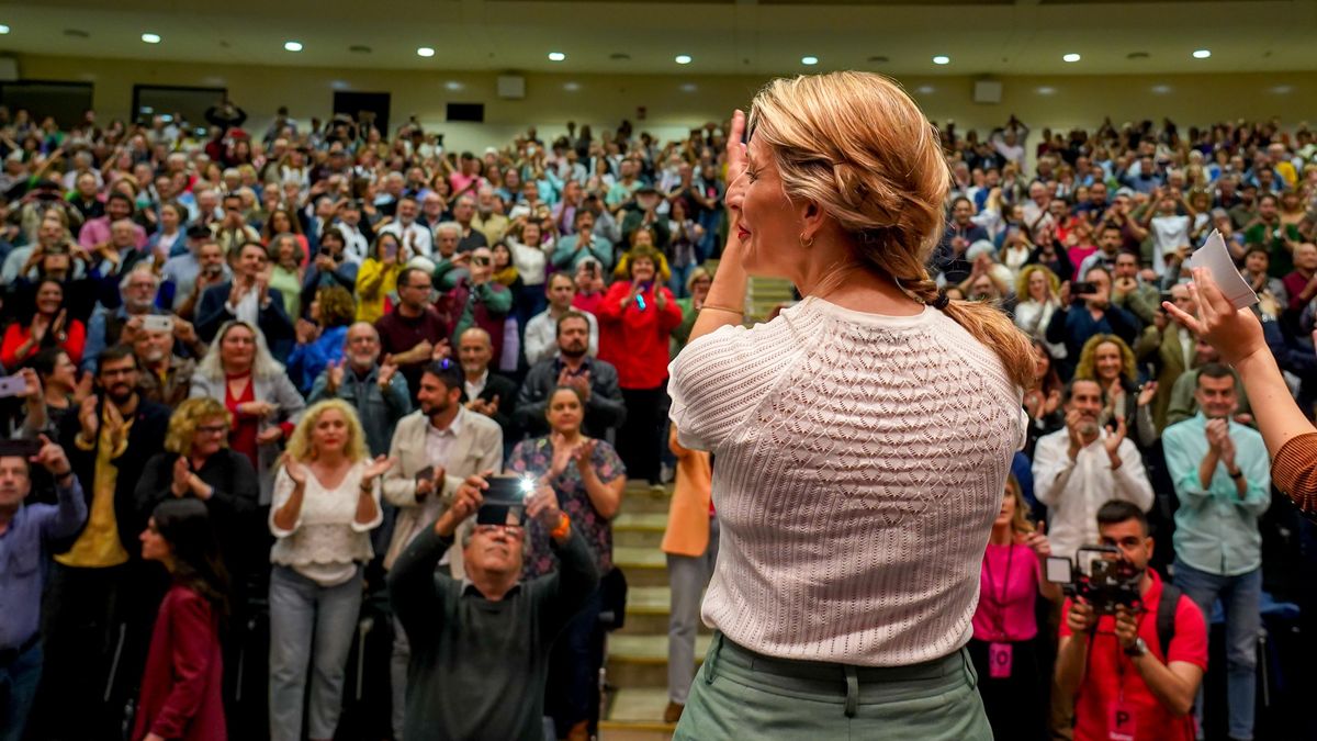 Yolanda Díaz en un acto de Sumar en Sevilla