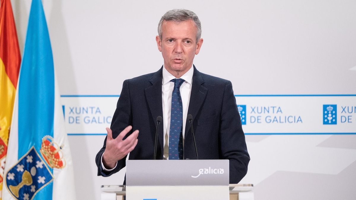El presidente de la Xunta, Alfonso Rueda, en la rueda de prensa posterior a la reunión semanal del Consello de la Xunta. San Caetano, Santiago de Compostela, 02/03/23. El presidente de la Xunta, Alfonso Rueda, en la rueda de prensa posterior a la reunión semanal del Consello de la Xunta. San Caetano, Santiago de Compostela, 02/03/23.