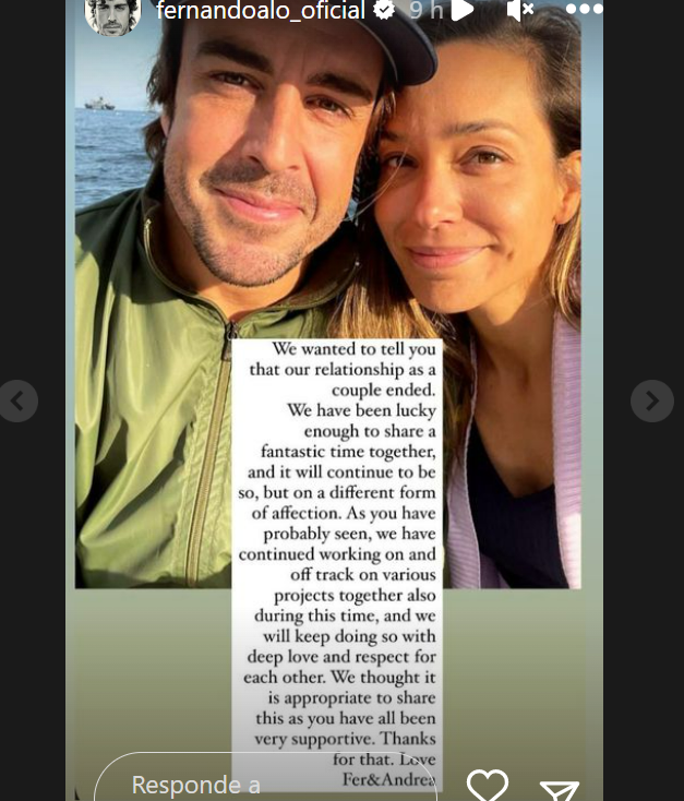 El comunicado de Fernando Alonso para anunciar su ruptura
