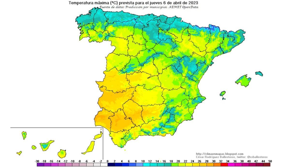 Temperaturas máximas jueves 6