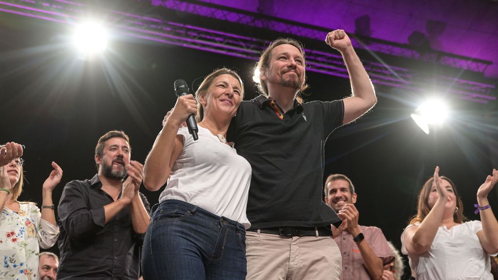 Yolanda Díaz y Pablo Iglesias comparten acto electoral en una imagen de archivo