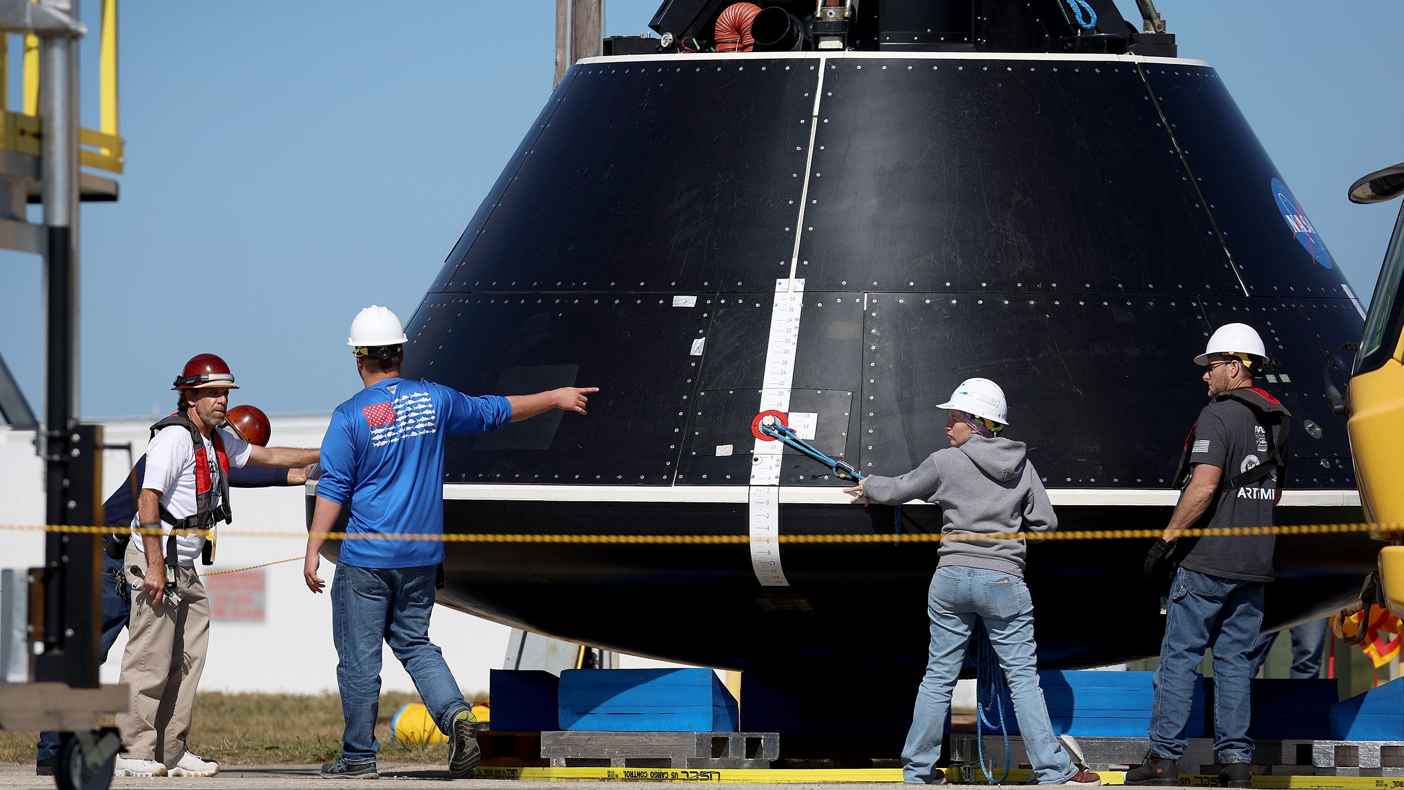 Ensayo con la cabina de la nave Orion
