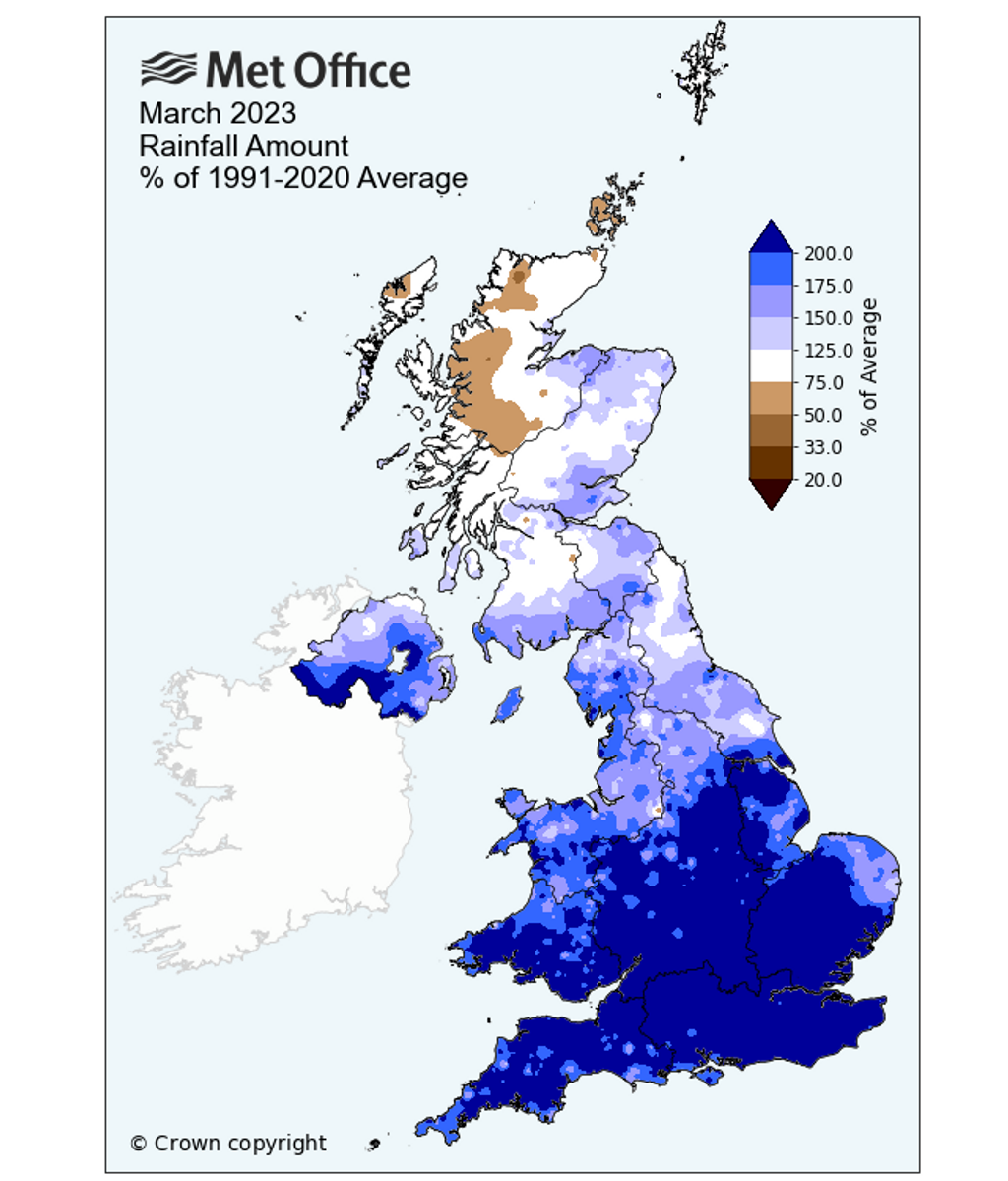 Precipitación mes de marzo 2023