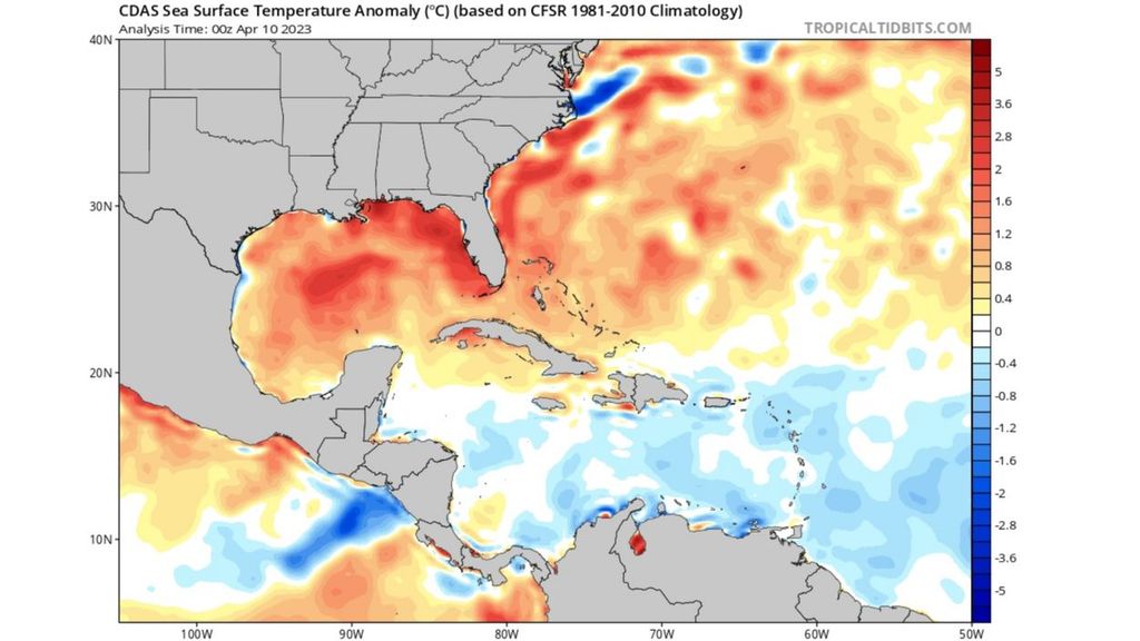 Anomalía de la temperatura superficial del mar