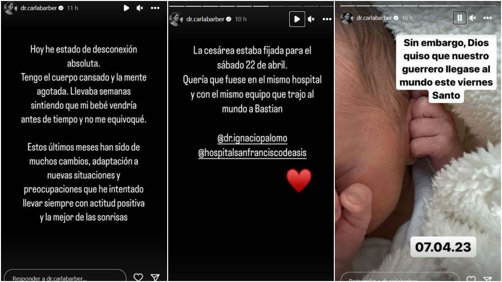 Carla Barber explica cómo se encuentra tras dar a luz a su segundo hijo