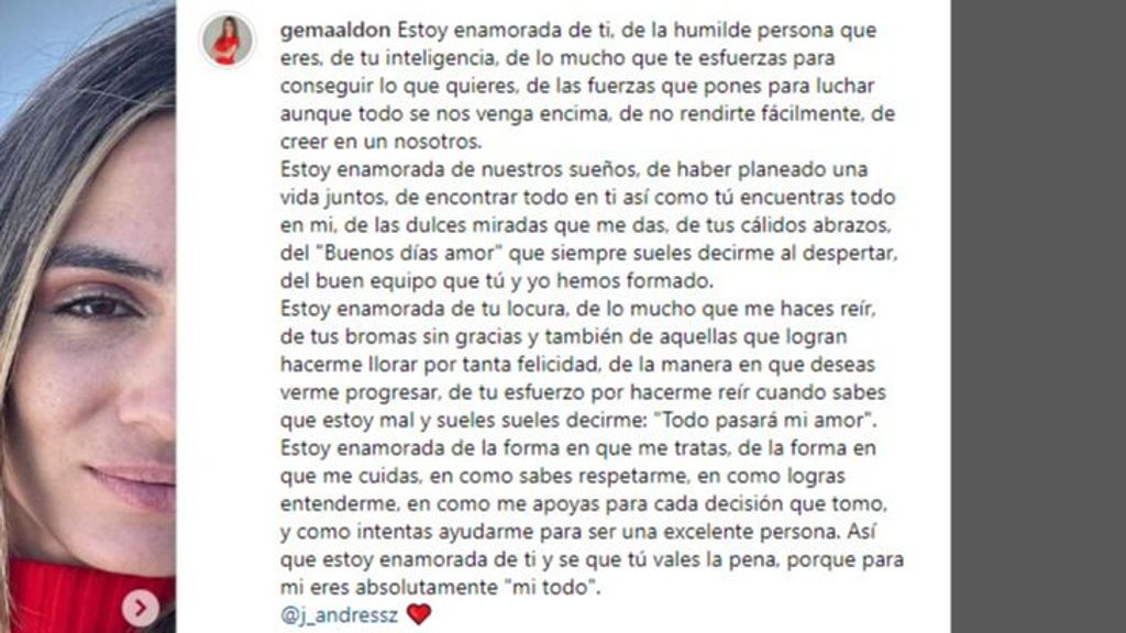 Declaración de amor de Gema Aldón