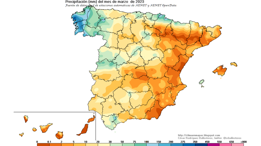 Precipitación del mes de marzo 2023