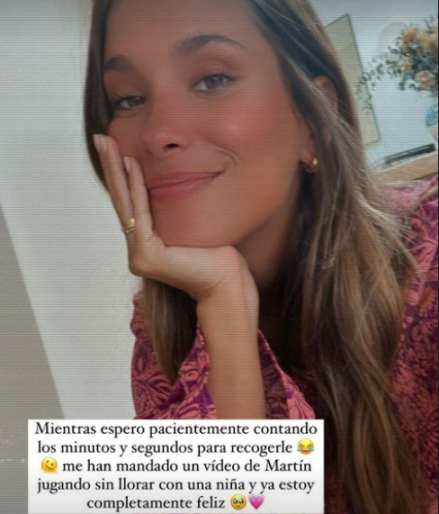 María Pombo, en el segundo día de cole de su hijo Martín