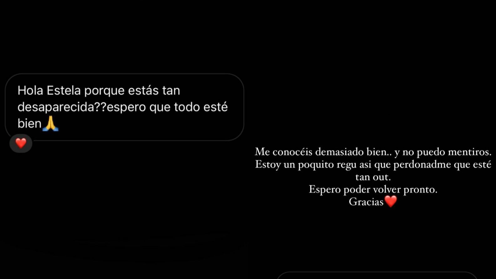Estela Grande confirma el mal momento anímico que atraviesa