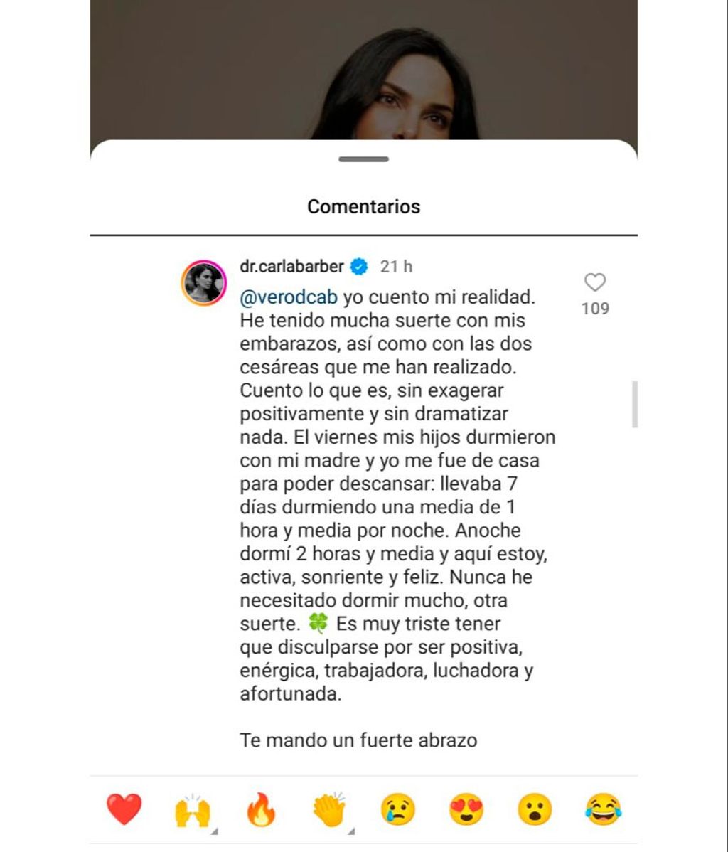 Carla Barber se defiende de las críticas contra los que dicen que no refleja la realidad de la maternidad