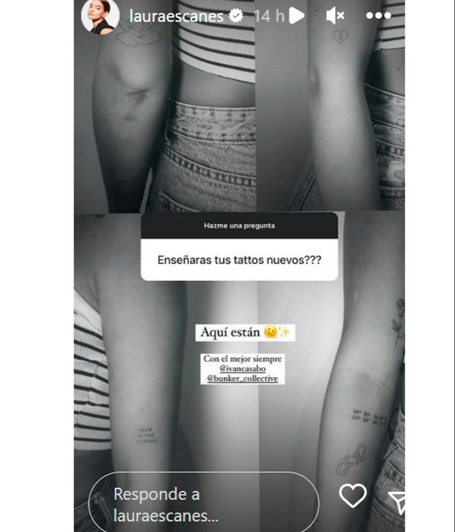 Laura Escanes enseña los nuevos tatuajes que luce en la piel