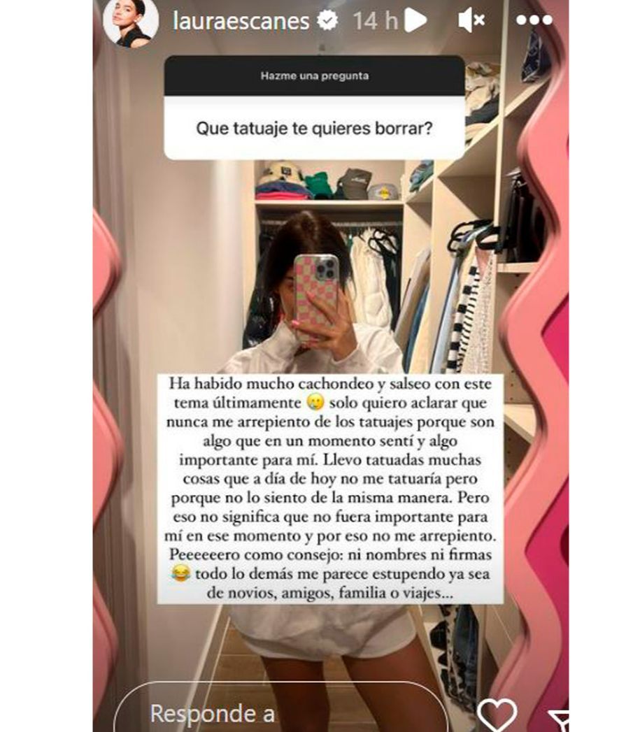 Laura Escanes explica por qué se arrepiente de sus tatuajes de Risto Mejide