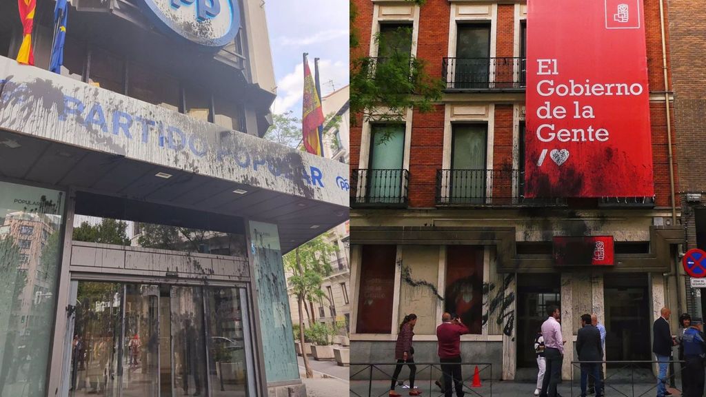 Atacan con pintura negra las sedes nacionales de PSOE y PP en Madrid