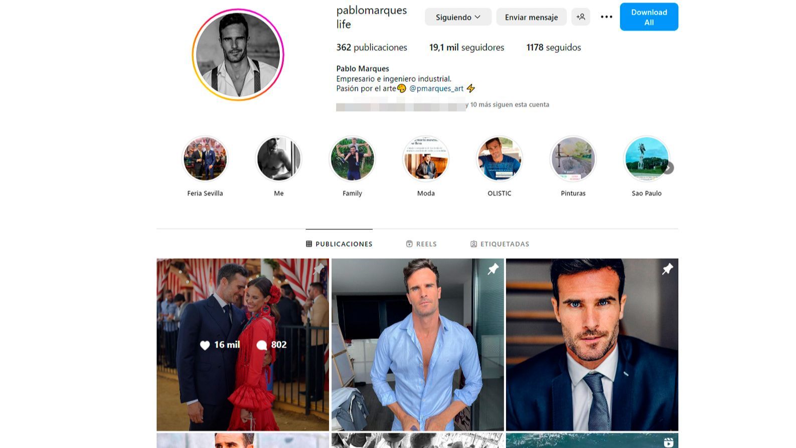 Pablo Marqués fija su primera fotografía con Jessica Bueno en su muro de Instagram