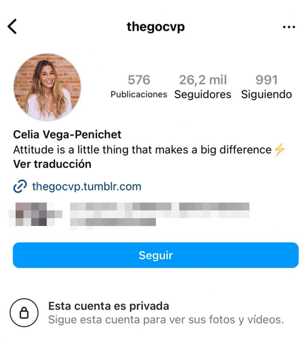 El perfil de Instagram de Celia