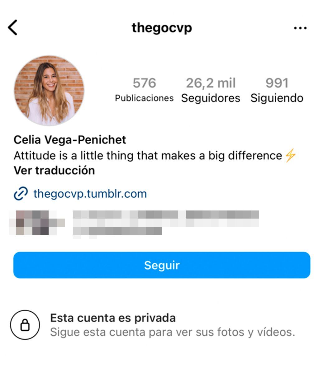 El perfil de Instagram de Celia