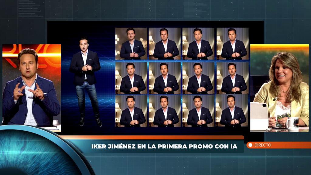 Iker Jiménez reacciona a su propio avatar en el estreno de Mediaset de la primera promo creada con inteligencia artificial