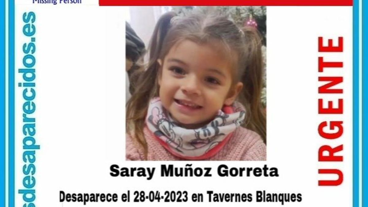 Cartel de búsqueda de Saray Muñoz, la niña presuntamente secuestrada por su madre en Valencia