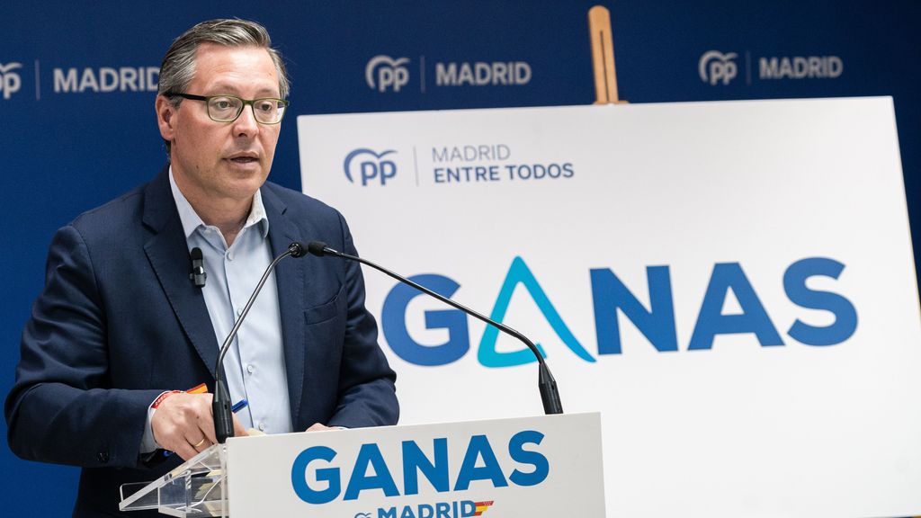 Alfonso Serrano, secretario general del PP de Madrid, durante la presentación de la campaña