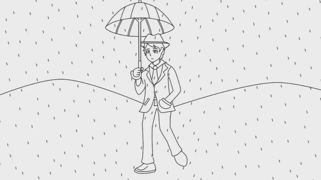 Dibujo Hombre bajo la lluvia