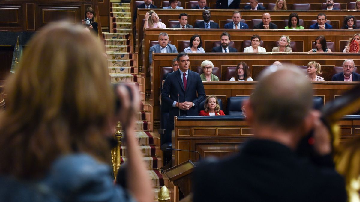 Pedro Sánchez este miércoles en el Congreso durante la sesión de control