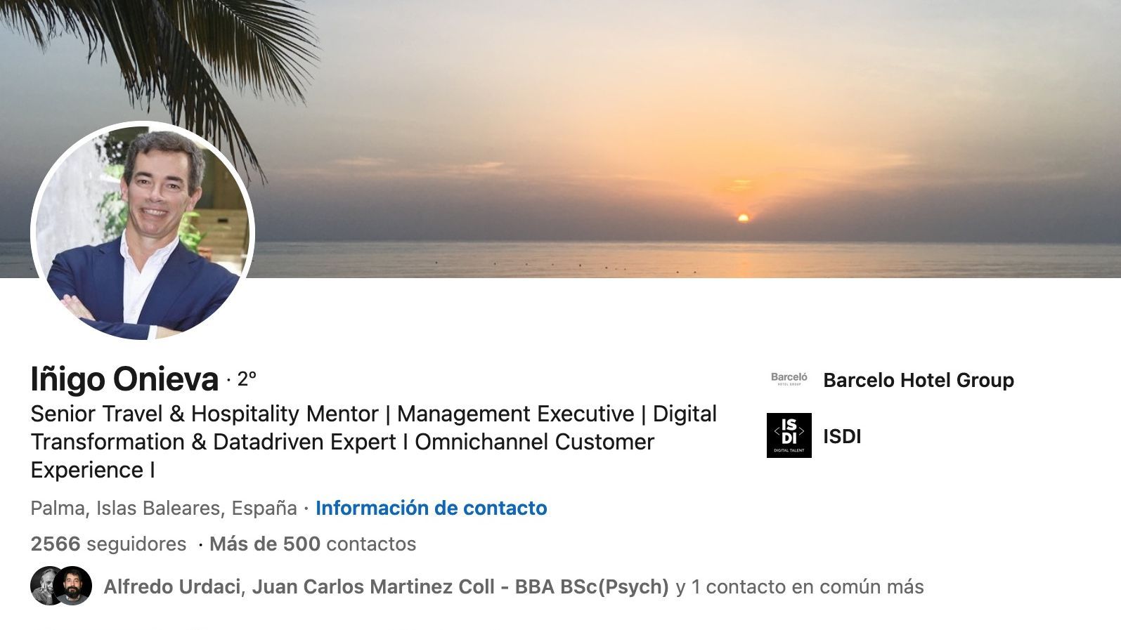 Captura del LinkedIn del padre de Iñigo Onieva