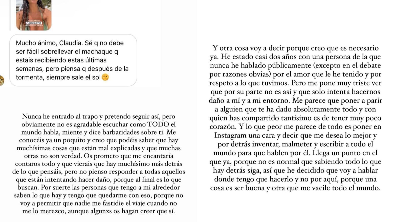 Primeras palabras de Claudia sobre su relación con Mario
