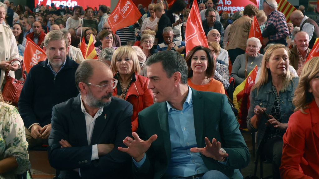 Sánchez y Lambán en un mitin en Zaragoza este pasado jueves