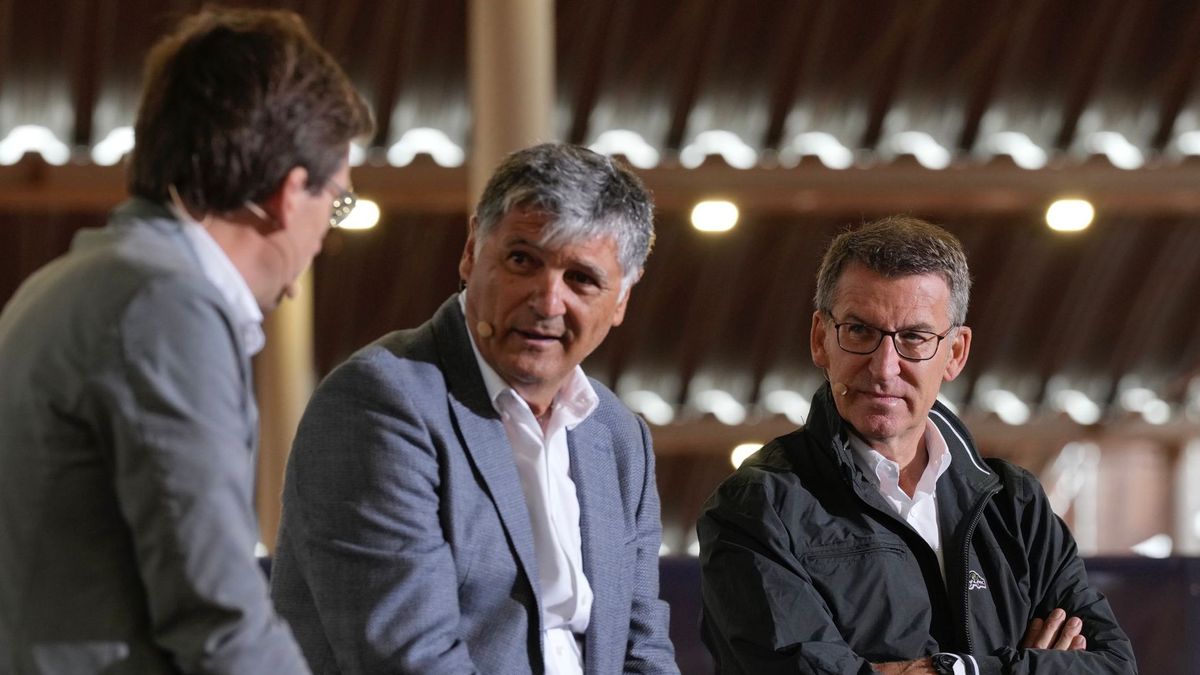 Feijó junto a Toni Nadal y el alcalde Almeida en un acto electoral en Madrid hoy