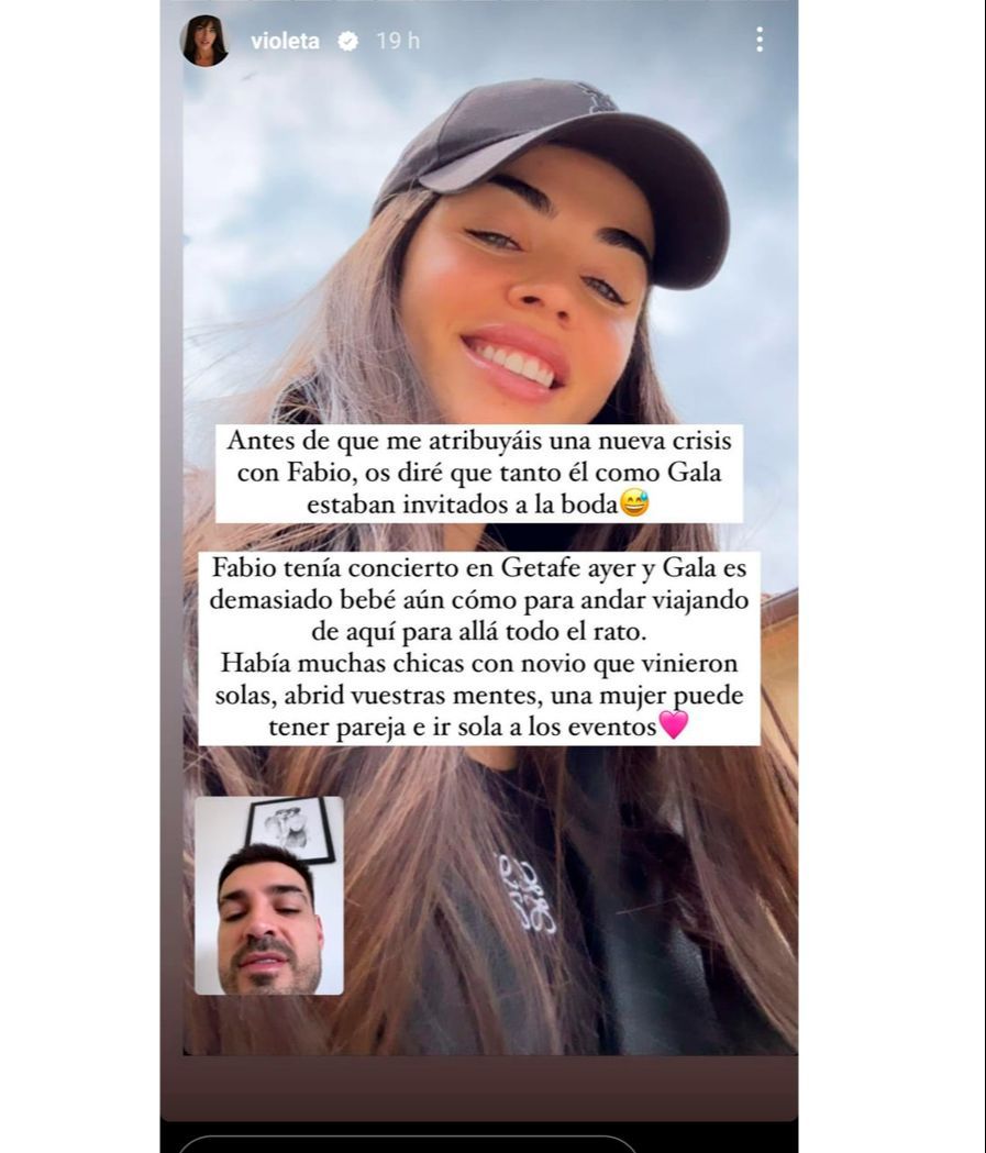 Violeta Mangriñán ha aclarado por qué ha acudido sin Fabio Colloricchio a una boda