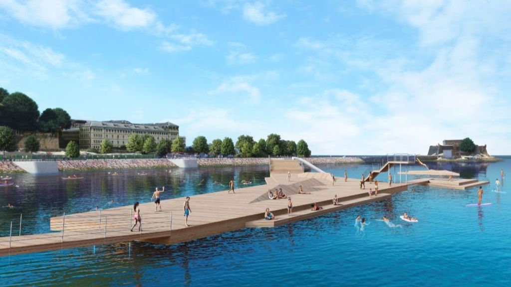 Recreación de la Xunta de cómo será la estructura flotante de O Parrote, en A Coruña.