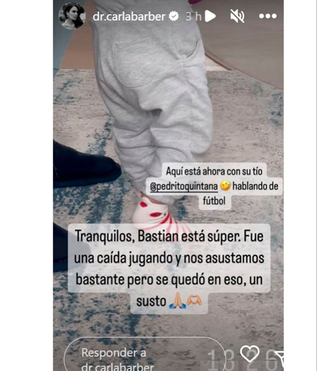 Carla Barber relata el gran susto que se ha llevado tras una caída de su hijo Bastian