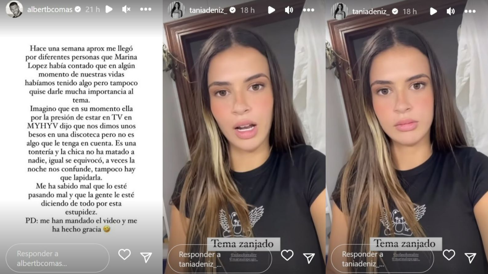 Albert Barranco y Tania Déniz se pronuncian sobre las declaraciones de Marina López