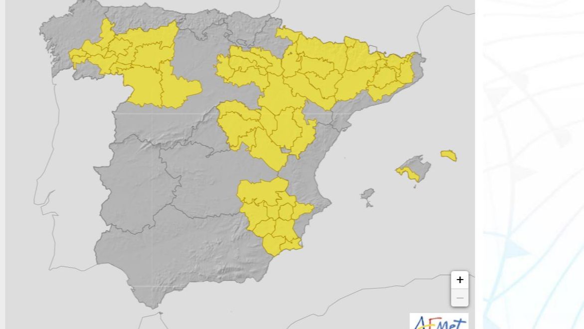 Avisos por lluvias y tormentas previstos para el miércoles 31