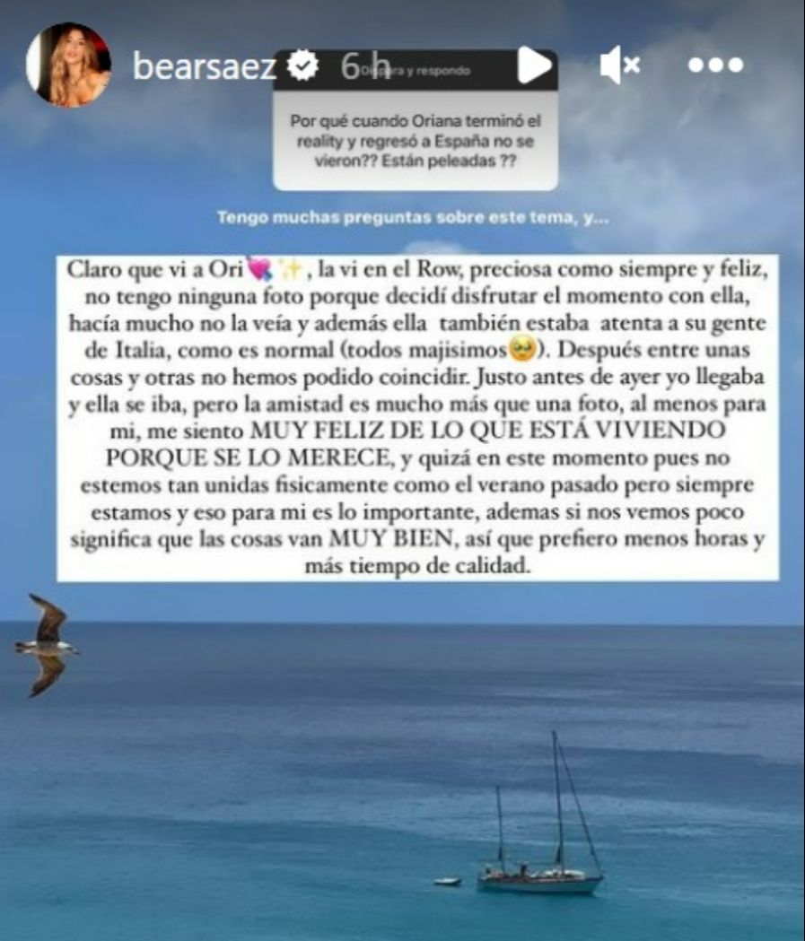 Bea Retamal revela que su amistad con Oriana Marzoli sigue siendo sólida