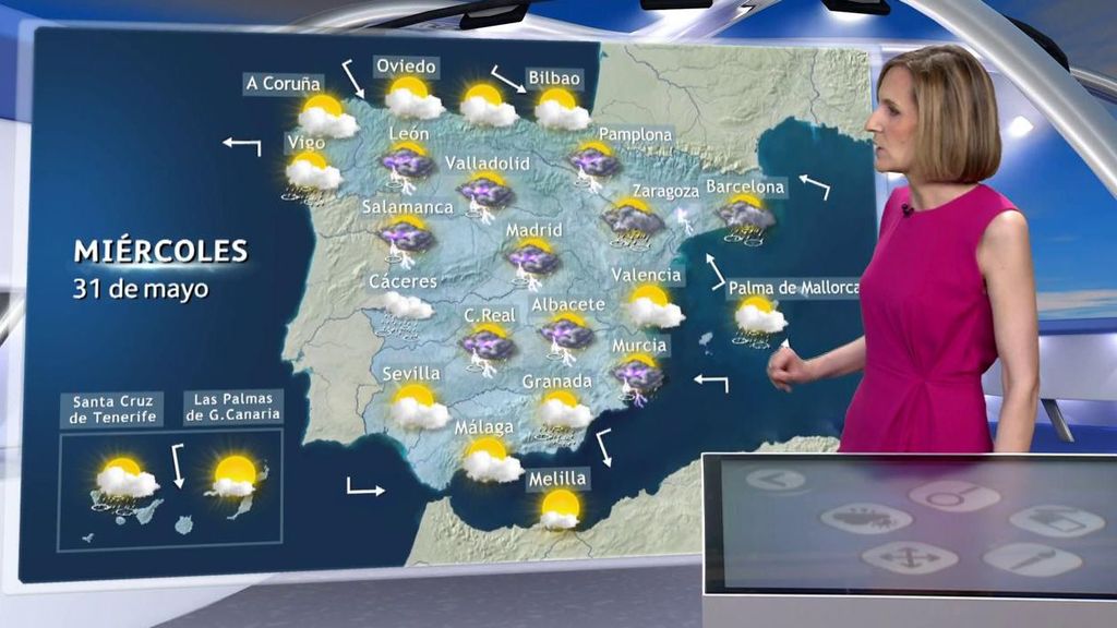 Las tormentas se extenderán al este de España el miércoles