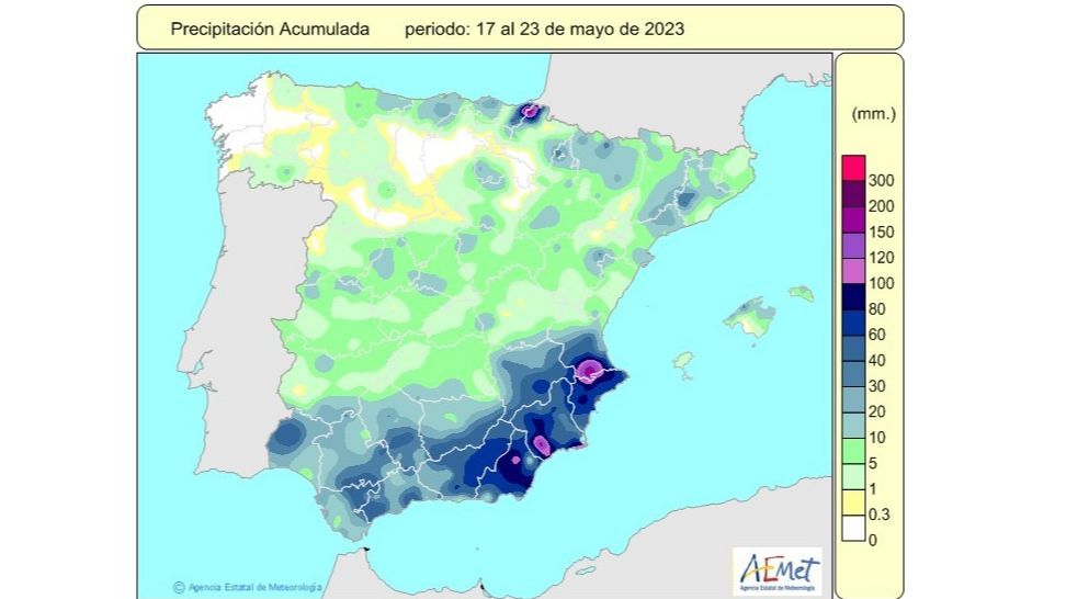 Precipitación Acumulada del 17 al 23 de mayo 2023