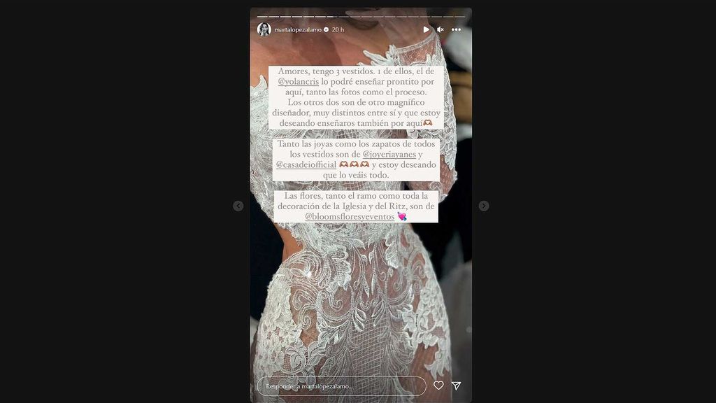 Marta López Álamo lucirá tres vestidos de novia