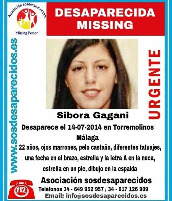 Cartel de SOS Desaparecidos de Sibora Gagani
