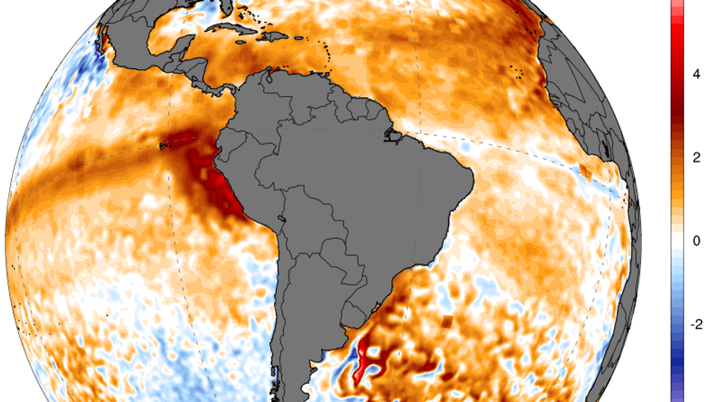 Anomalía de la temperatura superficial del océano Pacífico