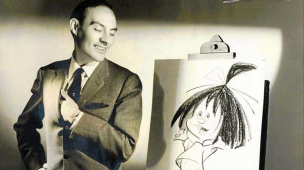El dibujante José Luis Moro y su creación Cleo de la Familia Telerín