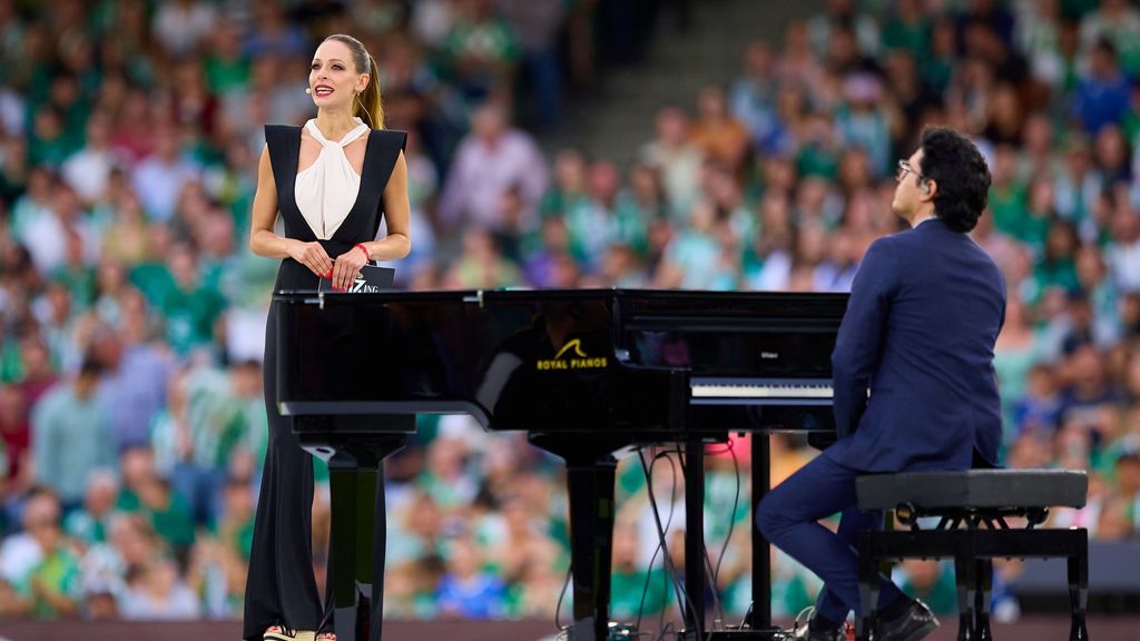 Eva González, en el partido homenaje a Joaquín Sánchez