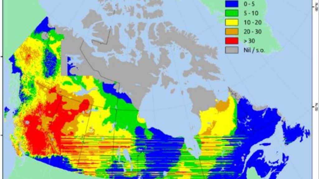 Mapa meteorológicos de incendios de Canadá