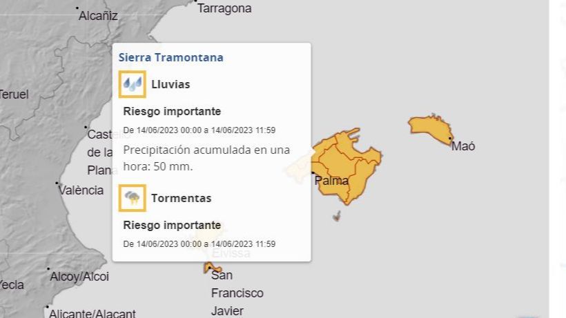 Alerta naranja Baleares miércoles 14 junio