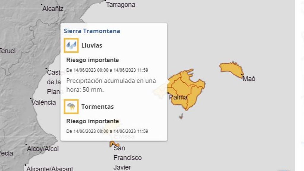 Alerta naranja Baleares miércoles 14 junio