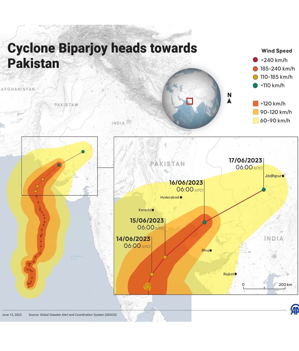 Biparjoy toca tierra en India y Pakistán